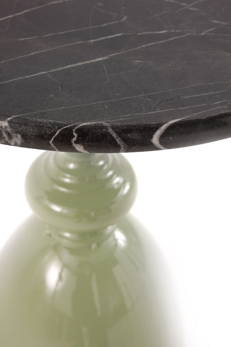 Mesa Auxiliar De Metal Tapa Marmol POZU