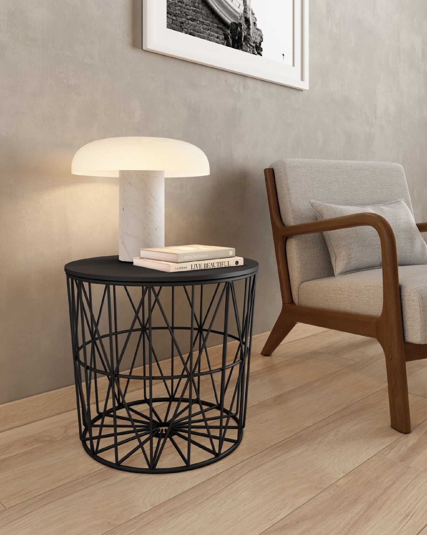 Mesa auxiliar redonda Tapa de Madera VIÑÁN