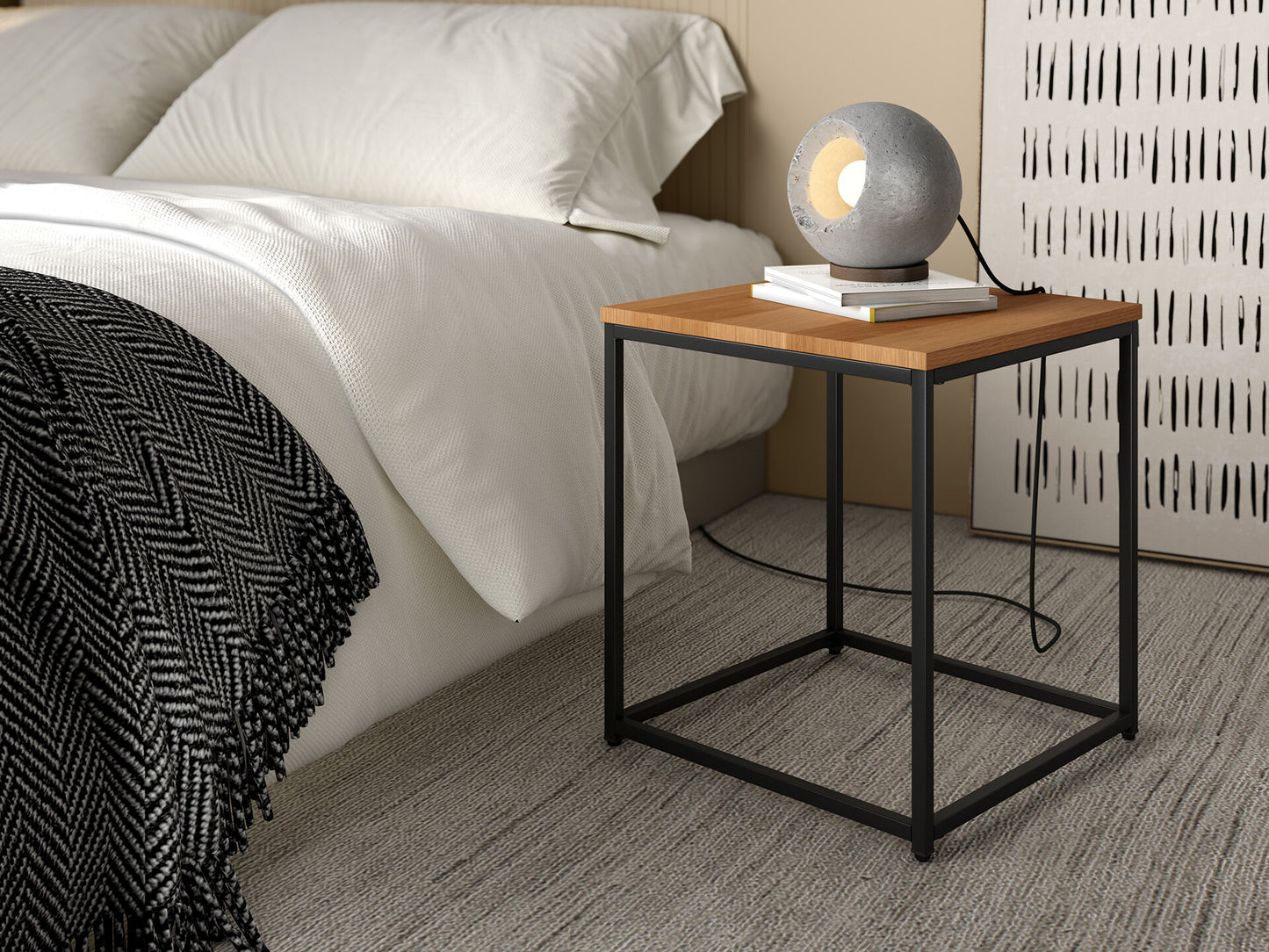 Mesa Auxiliar Cuadrada Tapa de Madera MEIRO