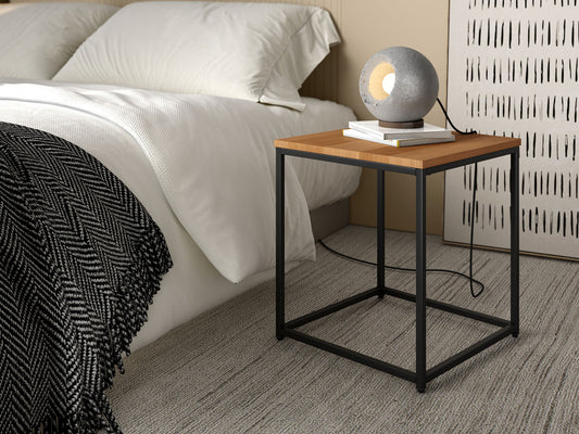 Mesa Auxiliar Cuadrada Tapa de Madera MEIRO