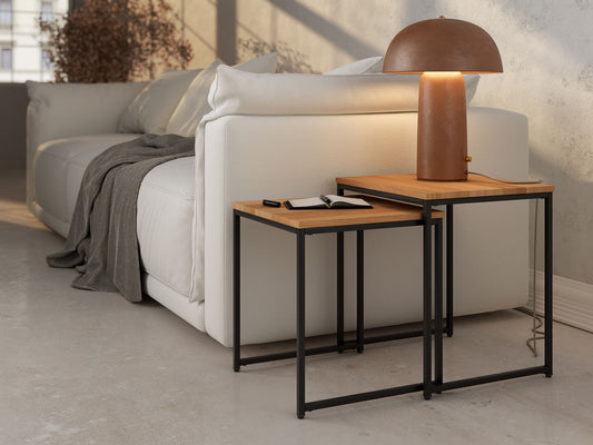 Juego Mesas Nido Auxiliares Cuadradas Tapa de Madera MEIRO