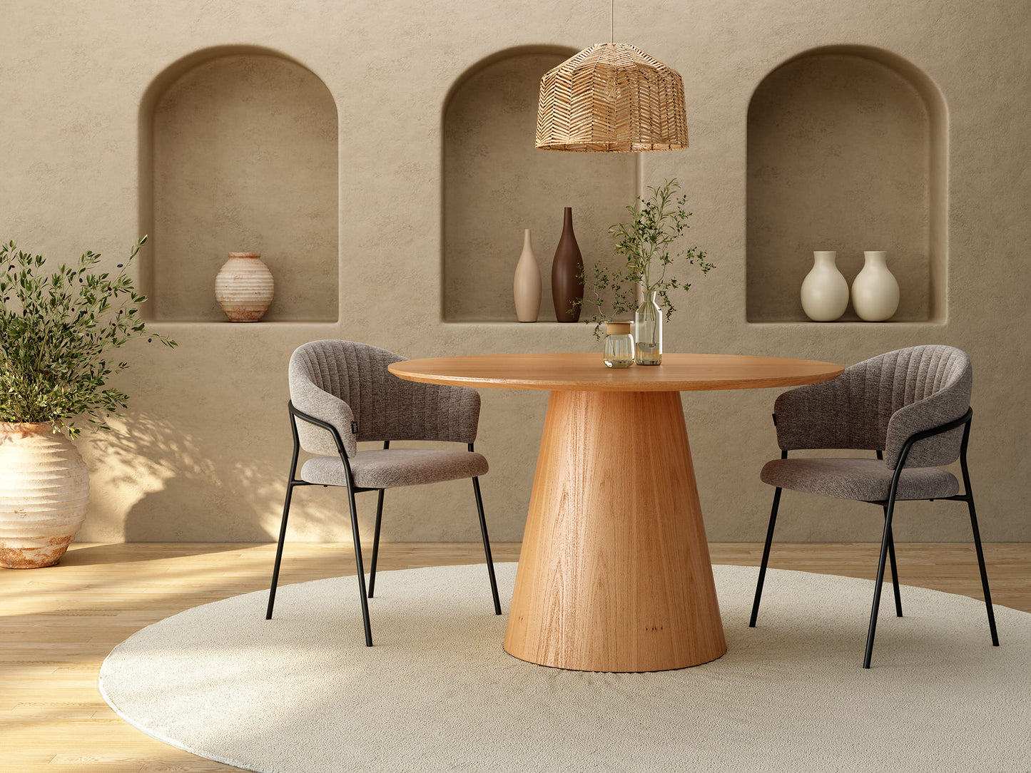 Mesa de Comedor Redonda de Madera CUEZA