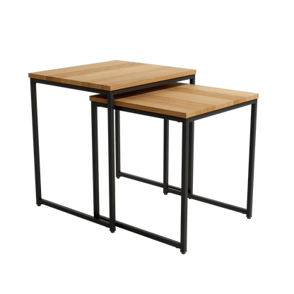 Juego Mesas Nido Auxiliares Cuadradas Tapa de Madera MEIRO