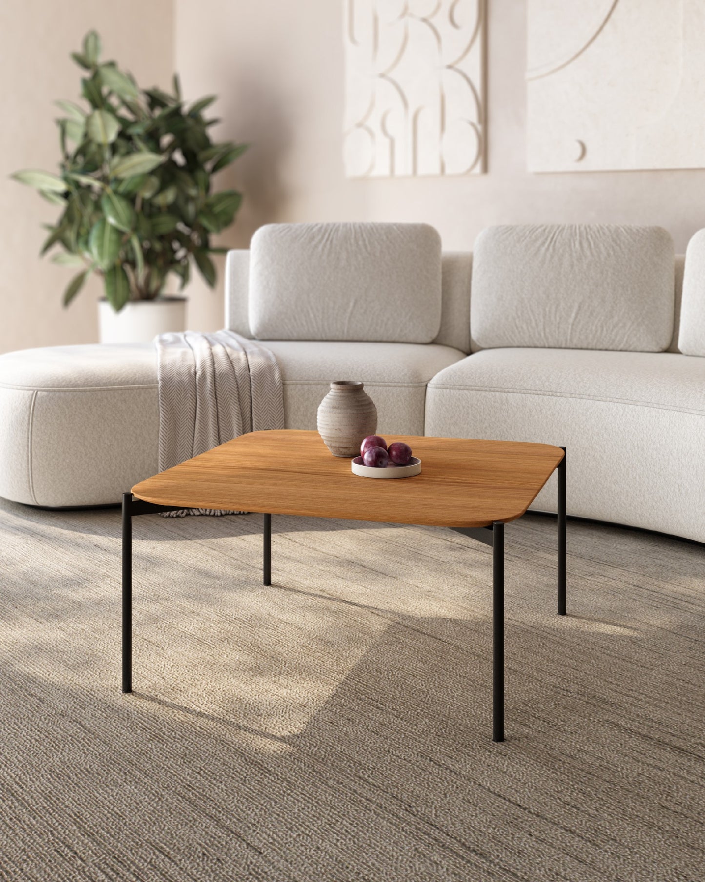 Mesa de Centro Cuadrada Tapa de Madera JALGAR