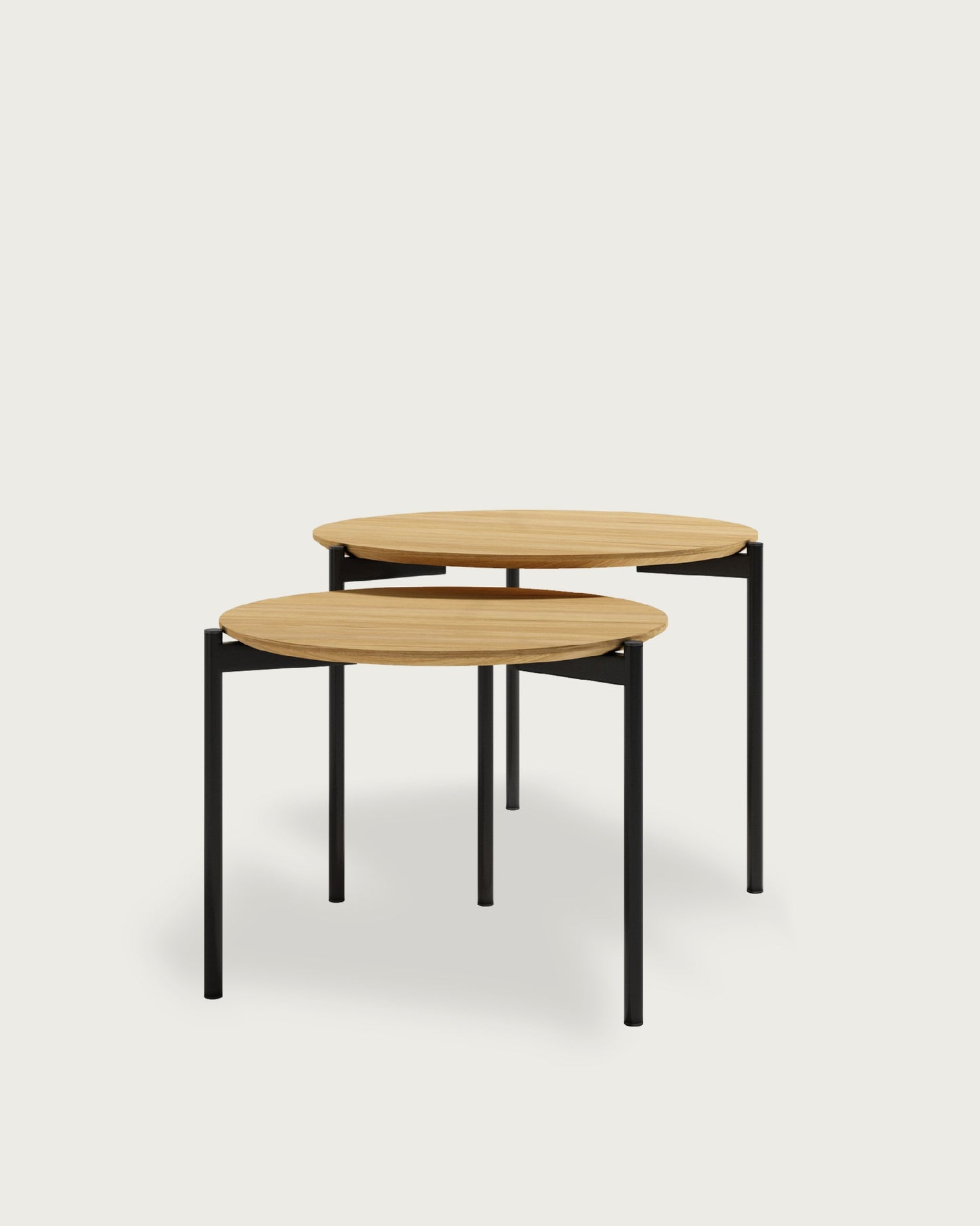 Juego 2 Mesas Centro Auxiliares Redondas Tapa de Madera JALGAR