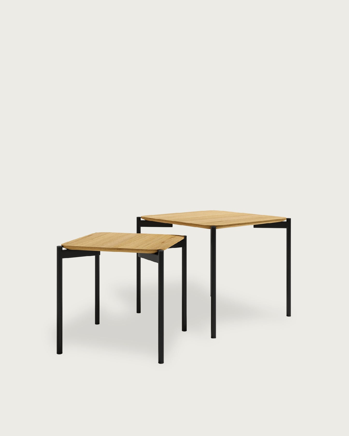 Juego 2 Mesas Auxiliares Cuadradas Tapa de Madera JALGAR